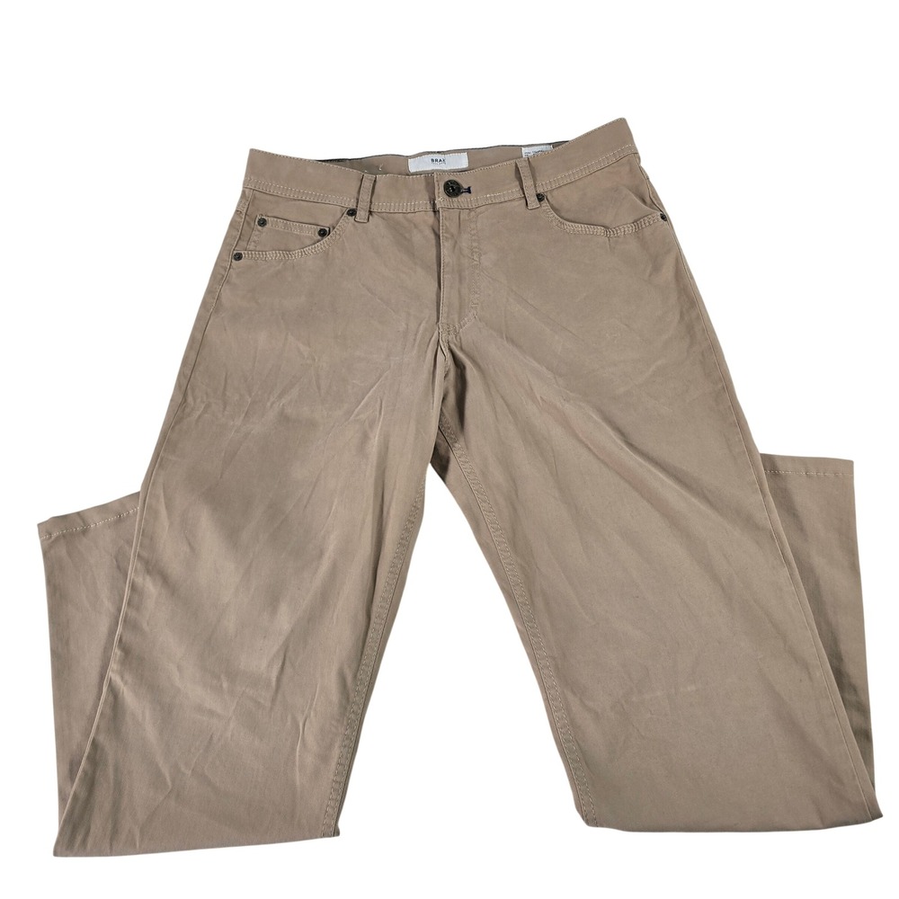 Brax Feel Good Cooper‎ Fancy Regular Fit Tan Khaki Pants Mens 33/32 80-2000/56